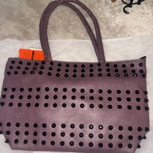 Chic Studded Purple Tote Bag